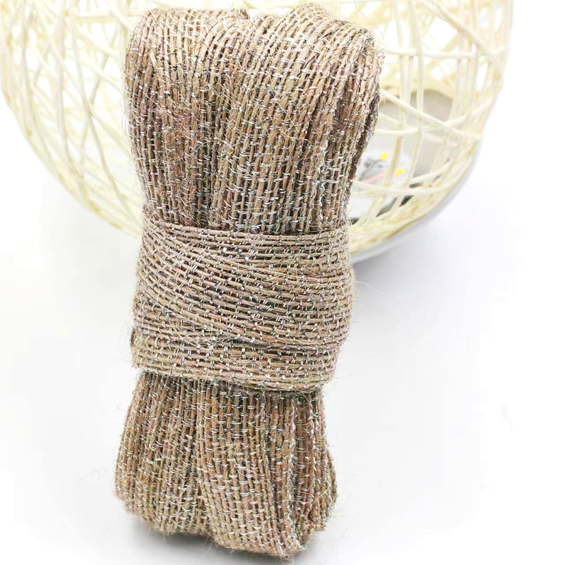 Decoração DIY Faixa de tecido de juta com linha de pesca prateada 85% Juta 15% Poliéster