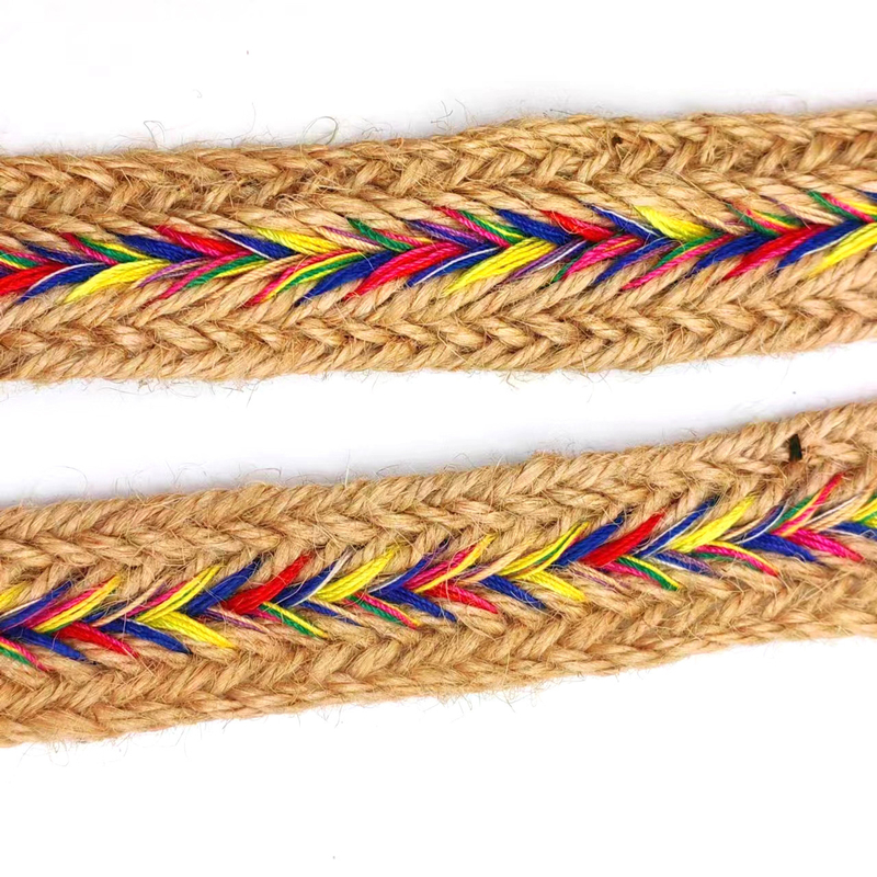 2.5cm Larga Jute Natural Lace Trim Cintas Torcido Herringbone Webbing para artesanato de Jute