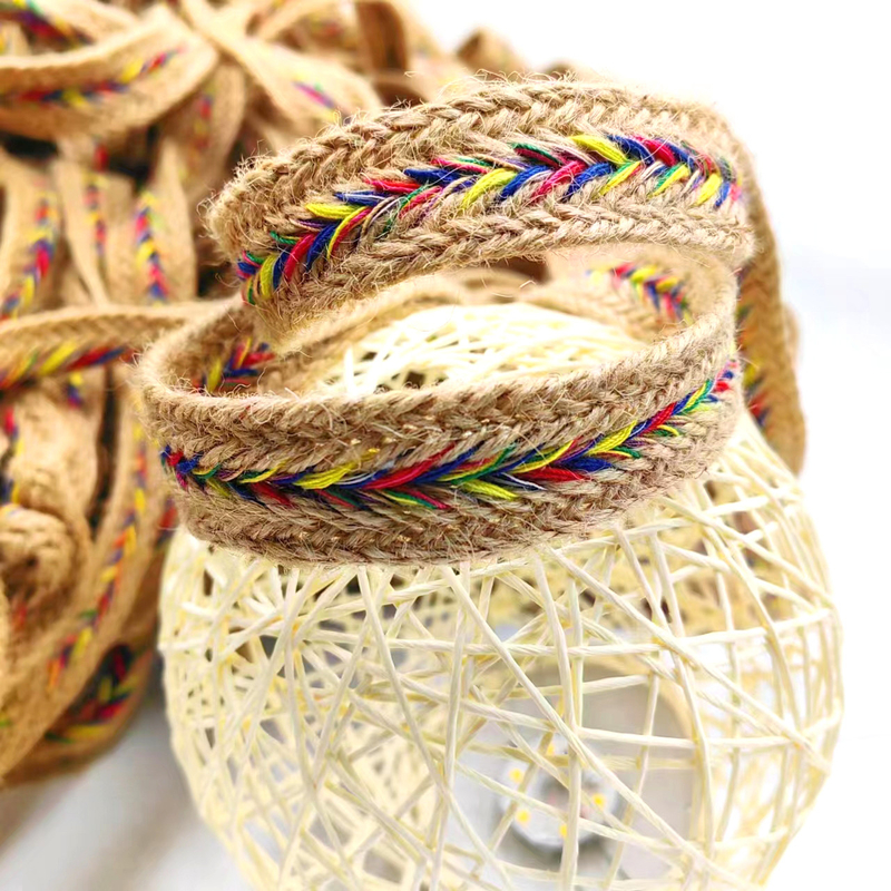 2.5cm Larga Jute Natural Lace Trim Cintas Torcido Herringbone Webbing para artesanato de Jute