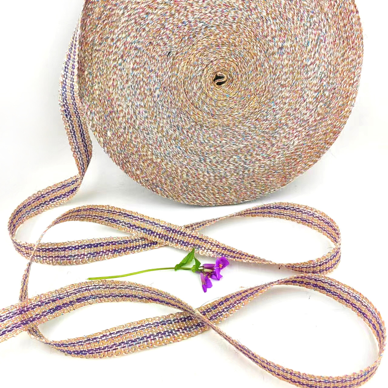 Tecido de banda de jute de 25 mm para decoração de férias de Natal 100% tecido de borracha de jute