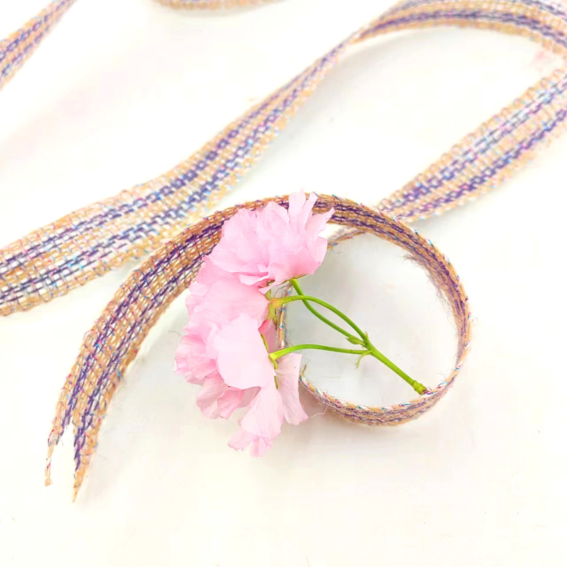 Tecido de banda de jute de 25 mm para decoração de férias de Natal 100% tecido de borracha de jute