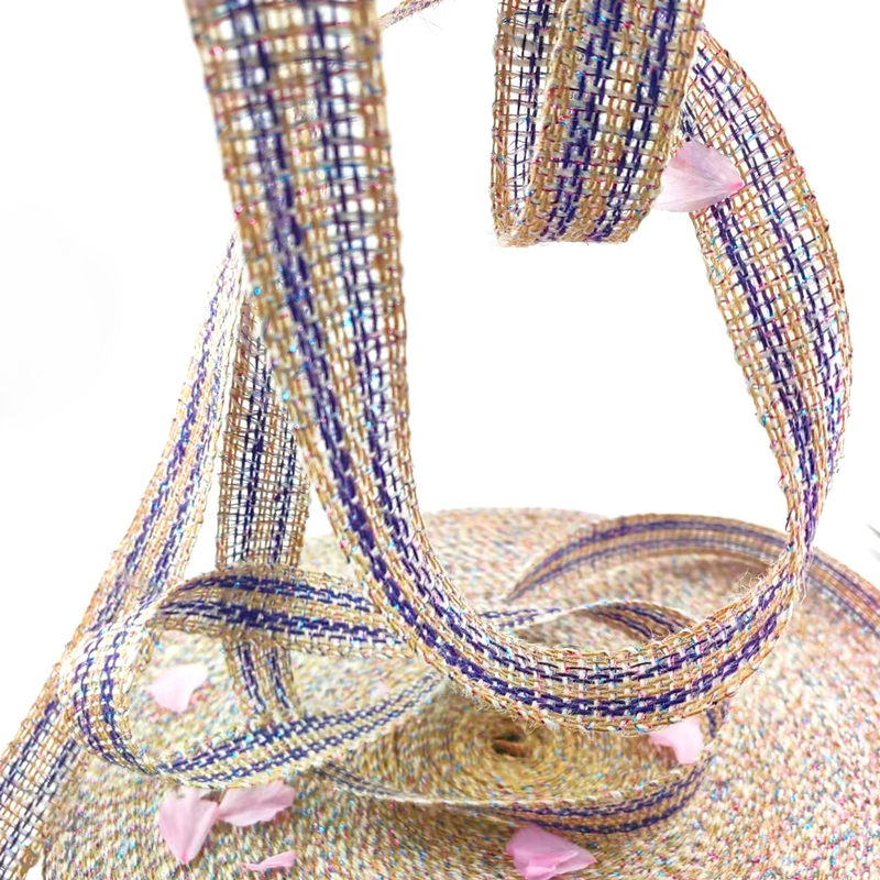 Tecido de banda de jute de 25 mm para decoração de férias de Natal 100% tecido de borracha de jute