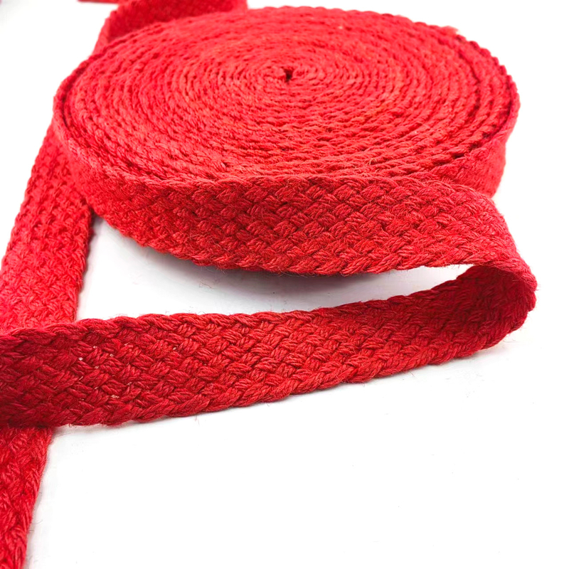 Cinturão de Jute de Heringbone Vermelho com Faixas de Tecido Coloridas