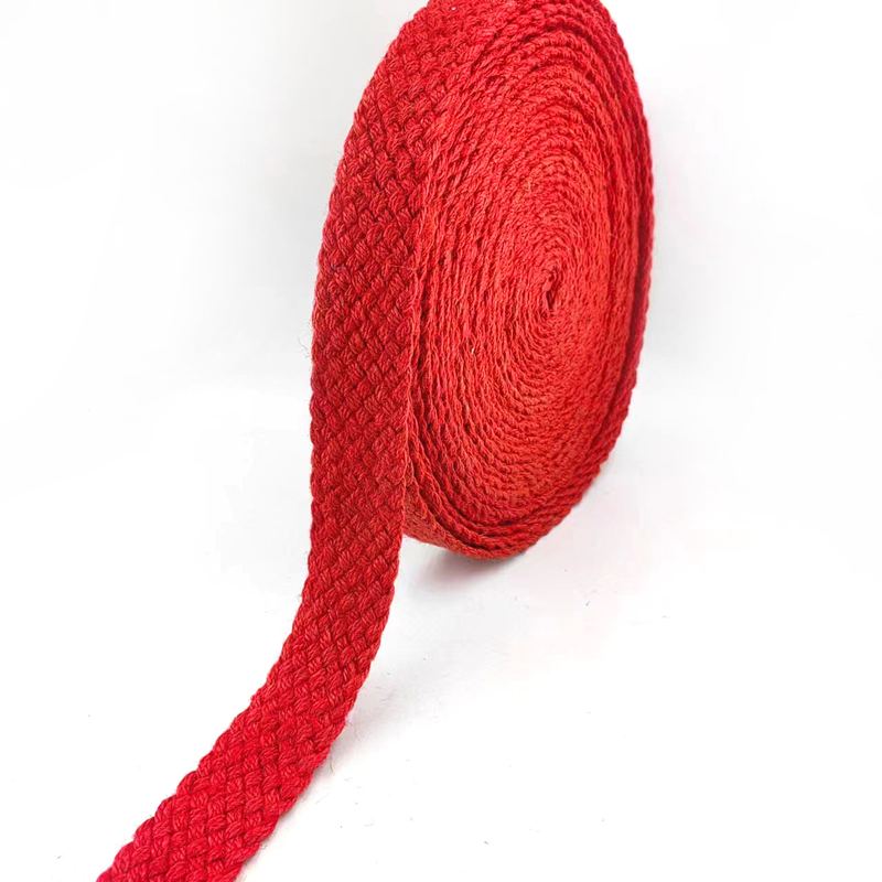 Cinturão de Jute de Heringbone Vermelho com Faixas de Tecido Coloridas