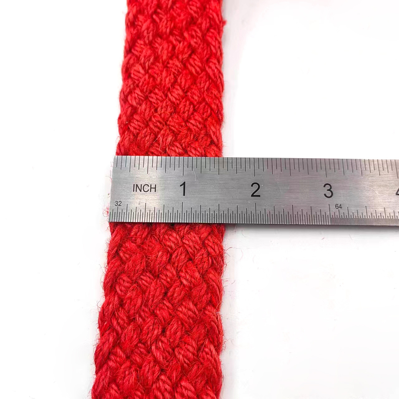 Cinturão de Jute de Heringbone Vermelho com Faixas de Tecido Coloridas