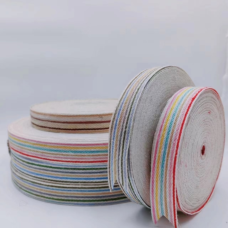 Caixa de presente de fita de juta colorida Embalagem Eco-friendly Webbing para decoração de Natal