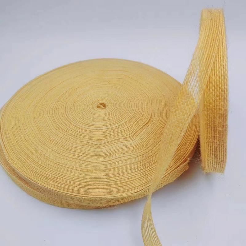2024 Linha de pesca amarelo puro fita de cânhamo Jute Webbing para cores personalizadas vestuário