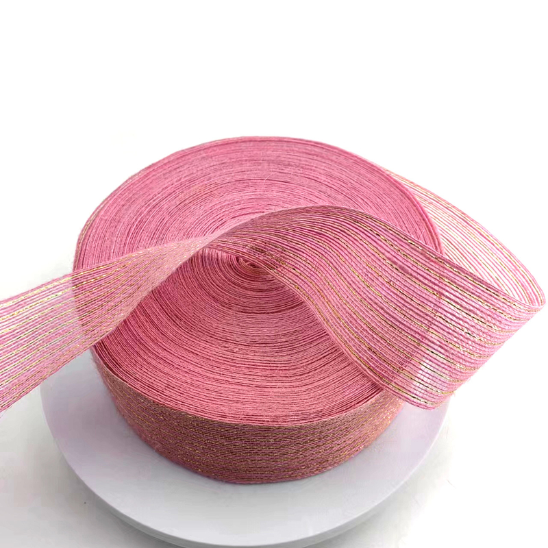 Pink Jute Ribbon Jute Burlap Rolls para embalagem de presentes Decoração de casamento de Natal 2,6 polegadas