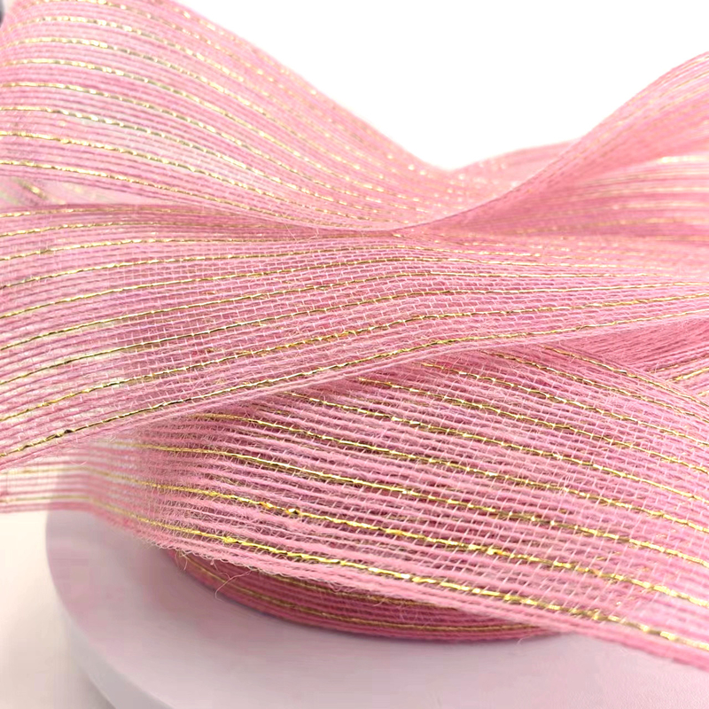 Pink Jute Ribbon Jute Burlap Rolls para embalagem de presentes Decoração de casamento de Natal 2,6 polegadas