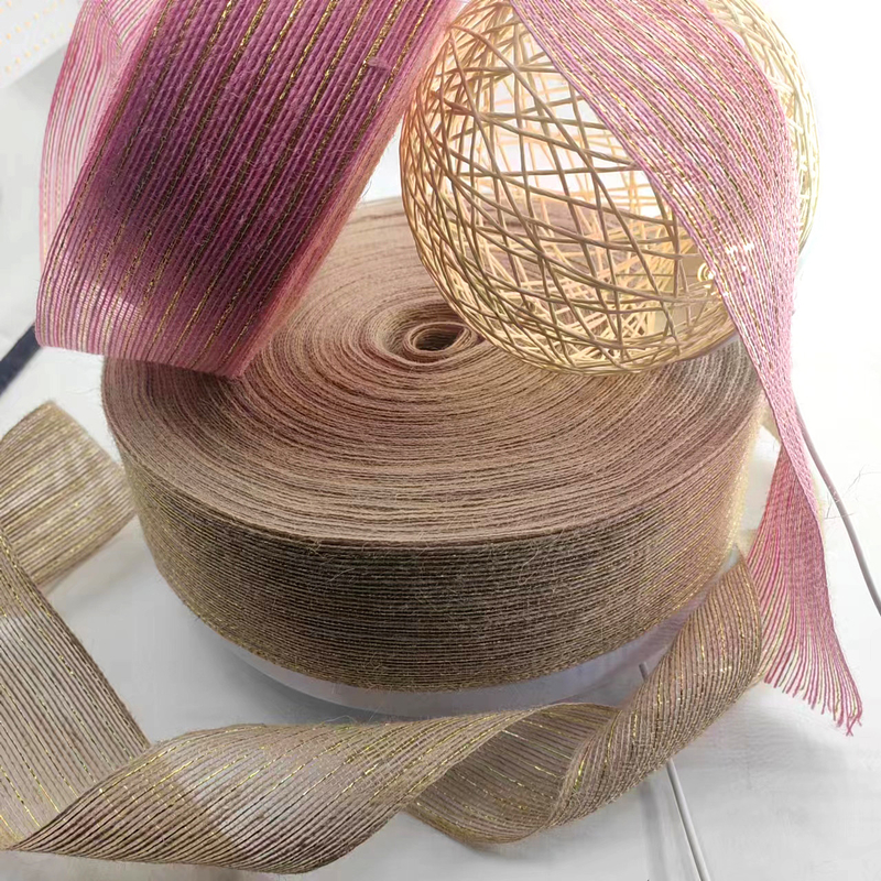 Pink Jute Ribbon Jute Burlap Rolls para embalagem de presentes Decoração de casamento de Natal 2,6 polegadas