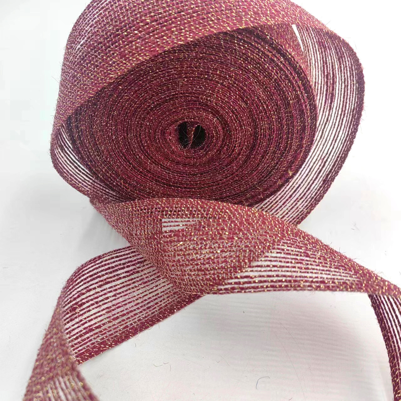 80% de Jute 20% de Poliéster Amigável ao Ambiente Faixa de cânhamo envolta em ouro para linha de pesca decorativa