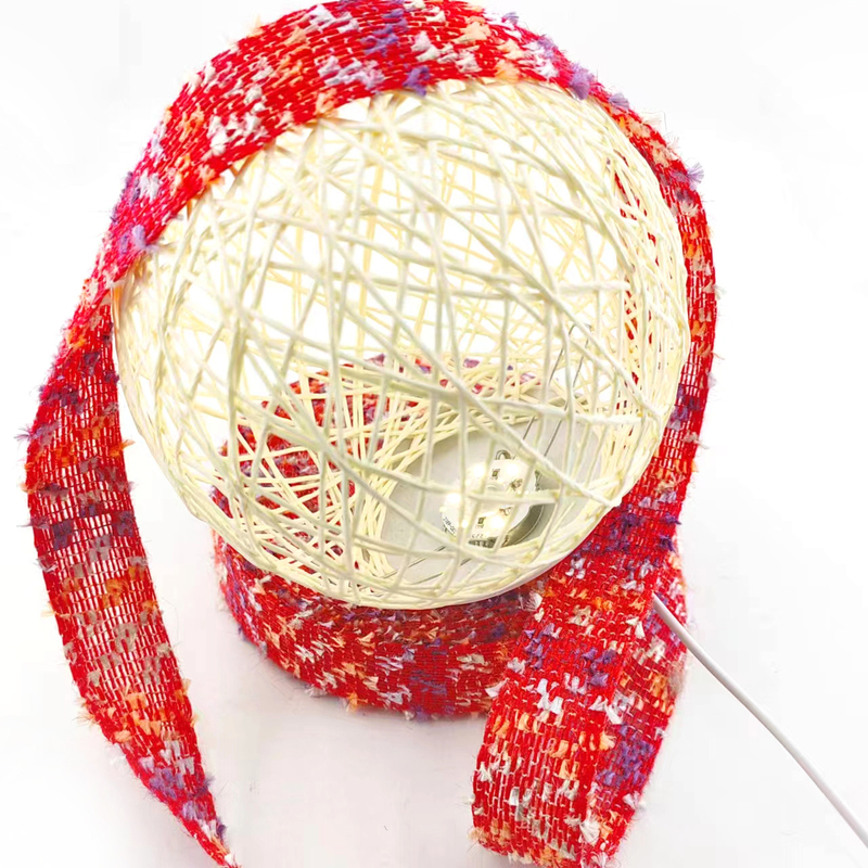 Faixa de tecido de borracha de iute vermelho, faixa de cordas trançadas para decorações de casamento e festas