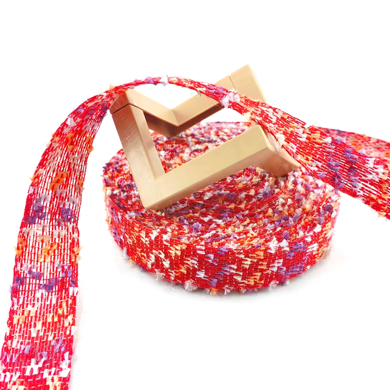 Faixa de tecido de borracha de iute vermelho, faixa de cordas trançadas para decorações de casamento e festas