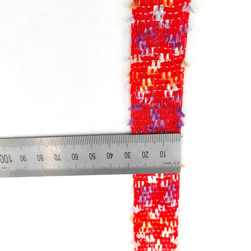 Faixa de tecido de borracha de iute vermelho, faixa de cordas trançadas para decorações de casamento e festas