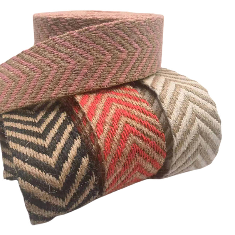 4 cm de largura 2,5 mm de espessura Jute Webbing Herringbone Webbing Edge para sapatos ecológicos