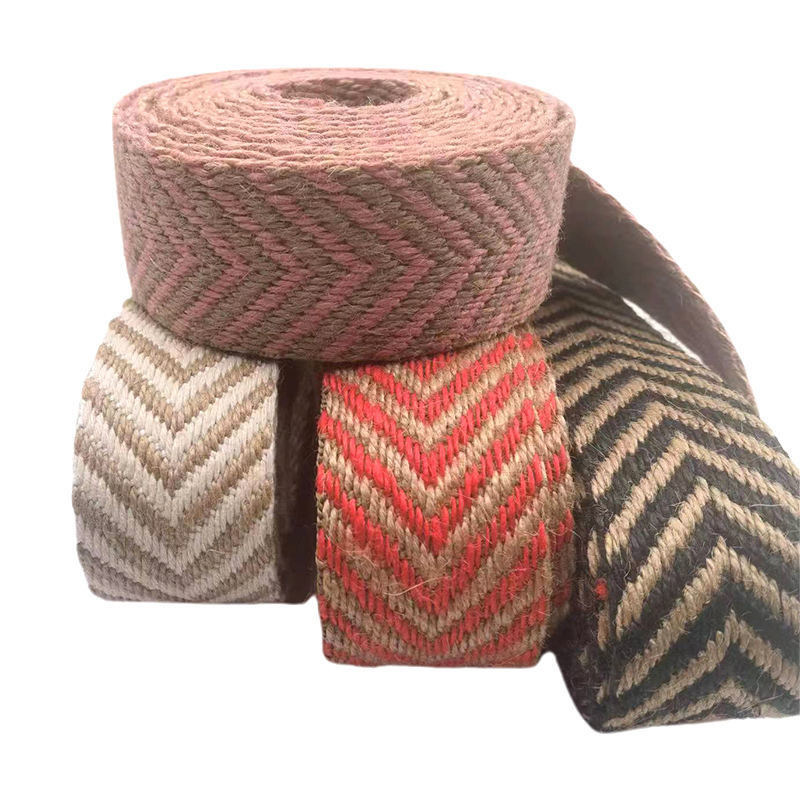 Eco-friendly 4 Cm Largura 2,5 mm Espessura Jute Webbing Herringbone Webbing bordas para calçado