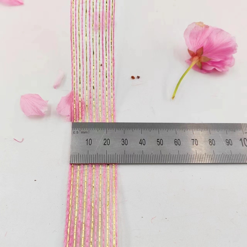 Jute e Poliéster Filé de Peixe Glitter Faixa Decorativa para Direct Pink Ribbon Gift Wrap