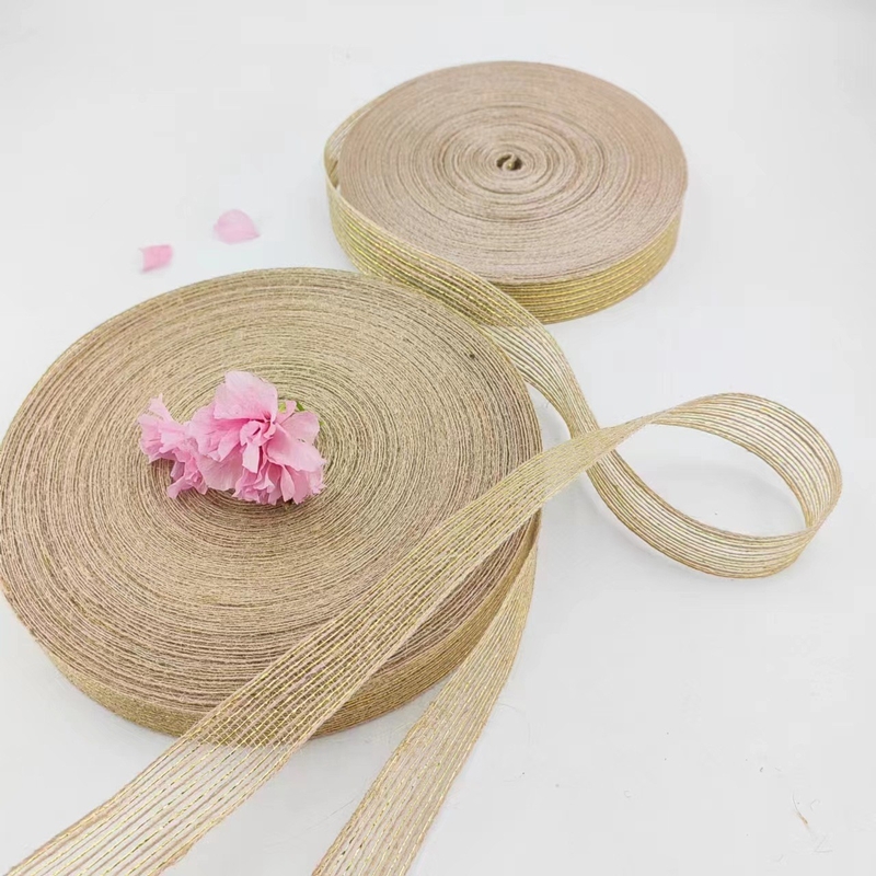 Faixa de Jute DIY com 25 mm de cânhamo Jute Webbing Estilo simples Faixa de seda de peixe de borracha