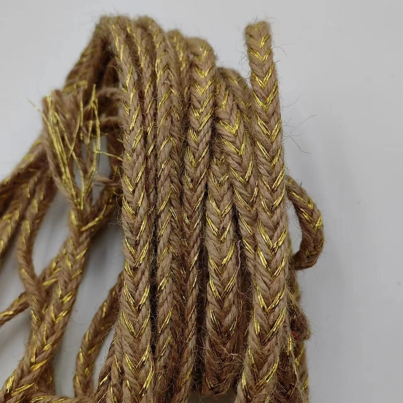 Materiais ecológicos Largura CUSTOMIZADO Cor de ouro torcida Jute tranças e folhas