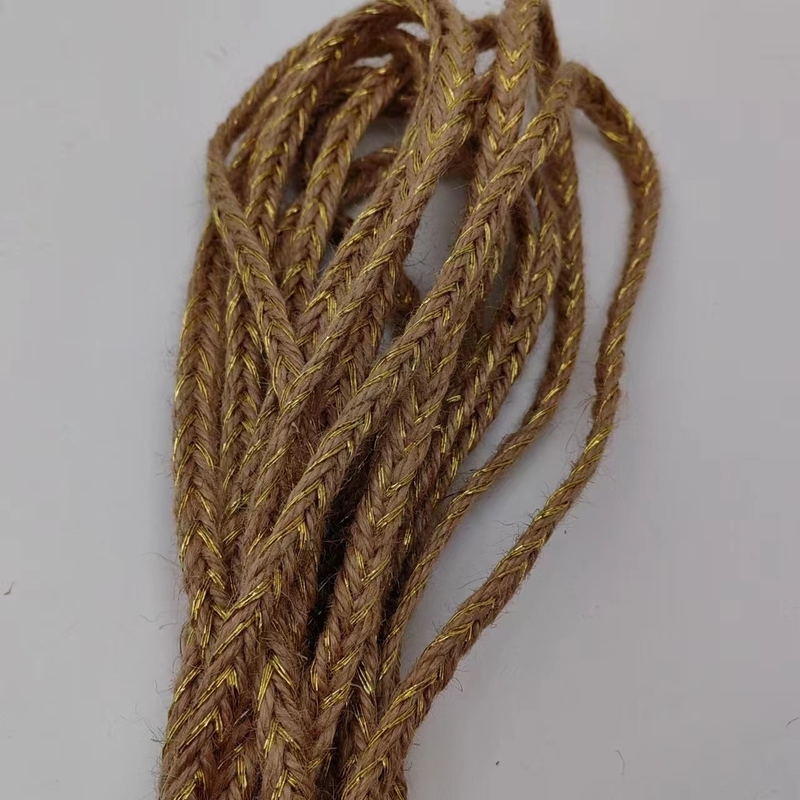 Materiais ecológicos Largura CUSTOMIZADO Cor de ouro torcida Jute tranças e folhas