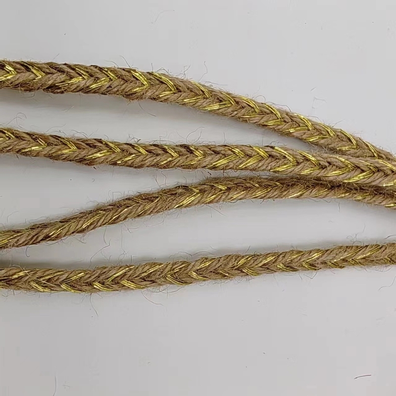 Materiais ecológicos Largura CUSTOMIZADO Cor de ouro torcida Jute tranças e folhas