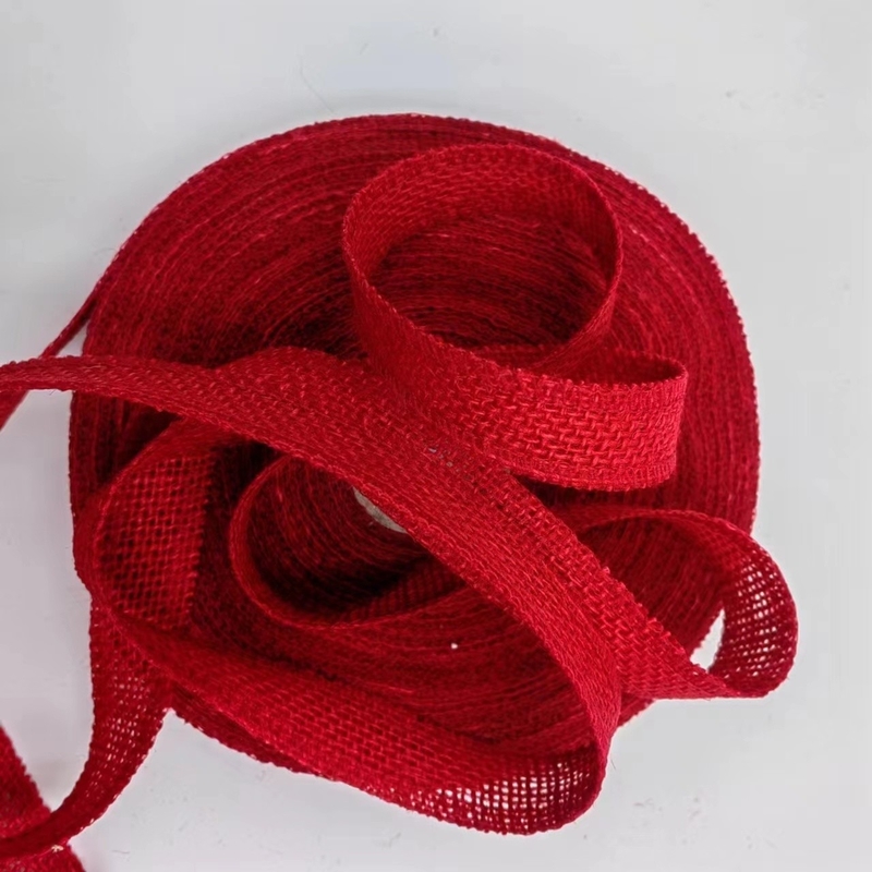 Personalização de acessórios de roupas de fita de juta vermelha com suporte de pedido de amostra de 7 dias