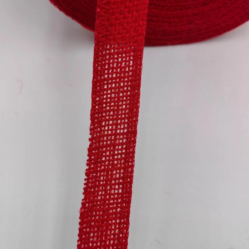 Personalização de acessórios de roupas de fita de juta vermelha com suporte de pedido de amostra de 7 dias