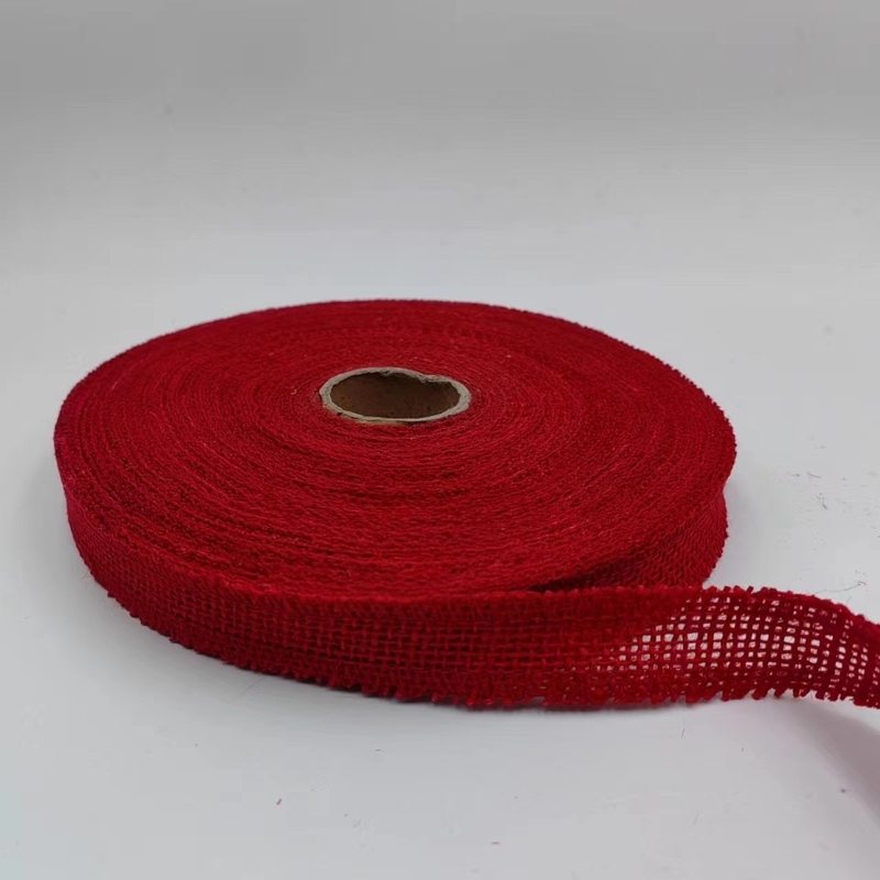 Personalização de acessórios de roupas de fita de juta vermelha com suporte de pedido de amostra de 7 dias
