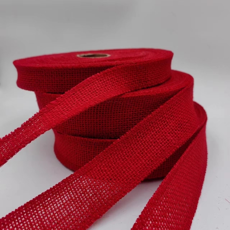 Personalização de acessórios de roupas de fita de juta vermelha com suporte de pedido de amostra de 7 dias