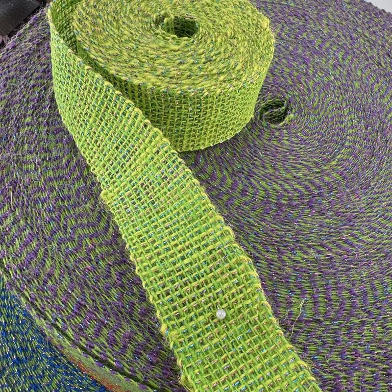 Faixas de Jute de Natal de 4 cm 100% de Jute Vermelho Laranja Prateado Colorido