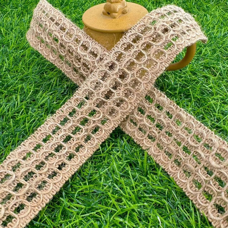 Escolha a sustentabilidade Natural Jute renda fita tecida para decoração de móveis ecológicos